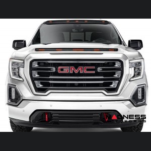 GMC Sierra 1500 Hood Shield - AVS Aeroskin Pro - Low Profile w/ Lights - White Frost Tricoat